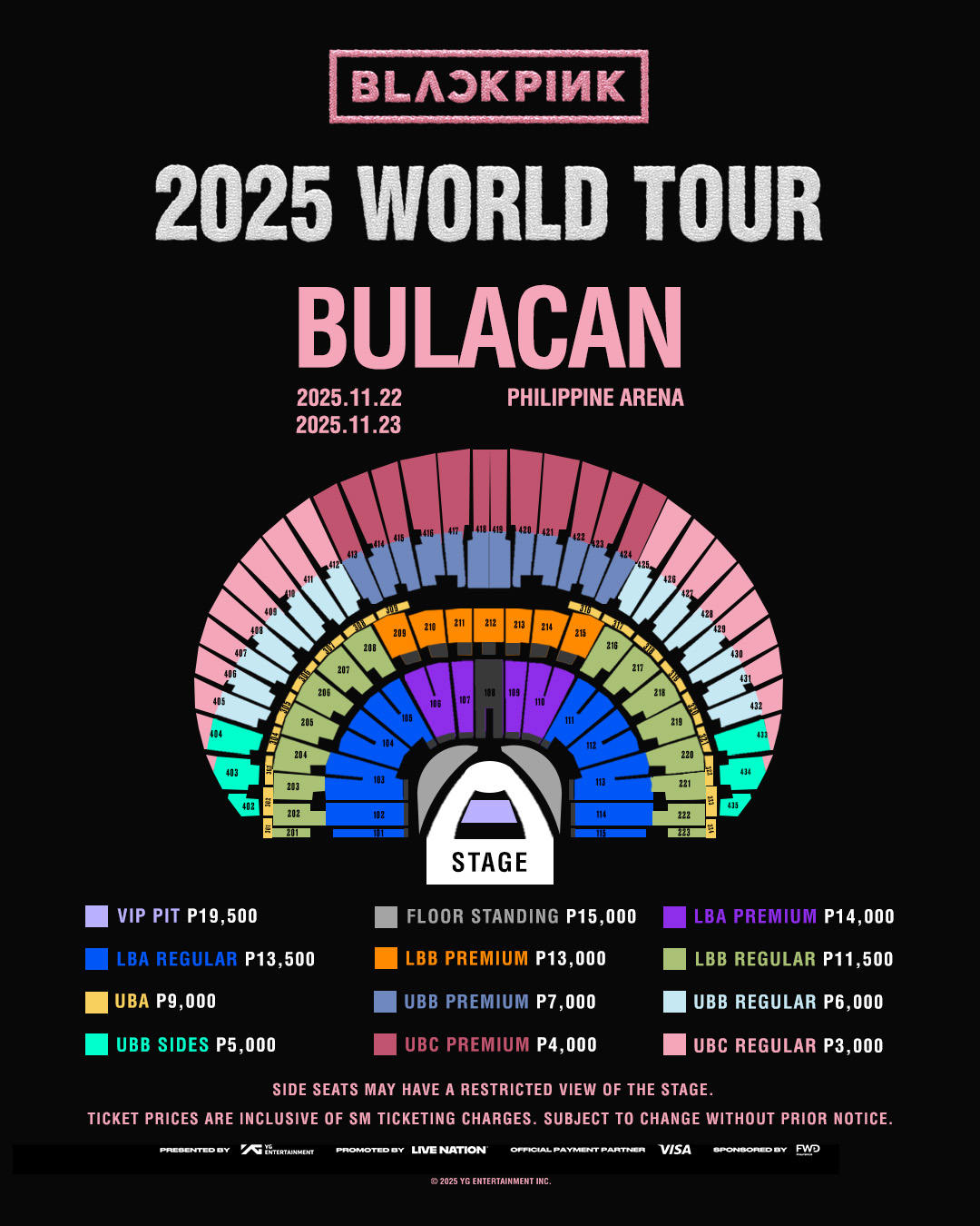 Seating chart for Blackpink Philippine Arena